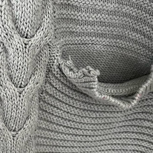 Woman Within Gray Cardigan with V-neck and Cable Knit Pattern - Picture 5 of 5